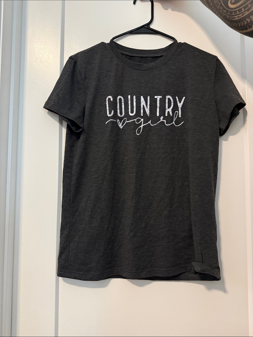 Country Girl Graphic Tee - Charcoal with White Print